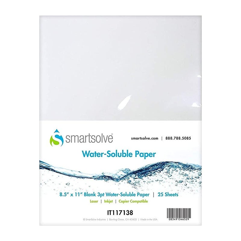 SmartSolve - IT117138 3pt Water-Soluble Paper, 8.5" x 11", White (Pack of 25) - Image 1
